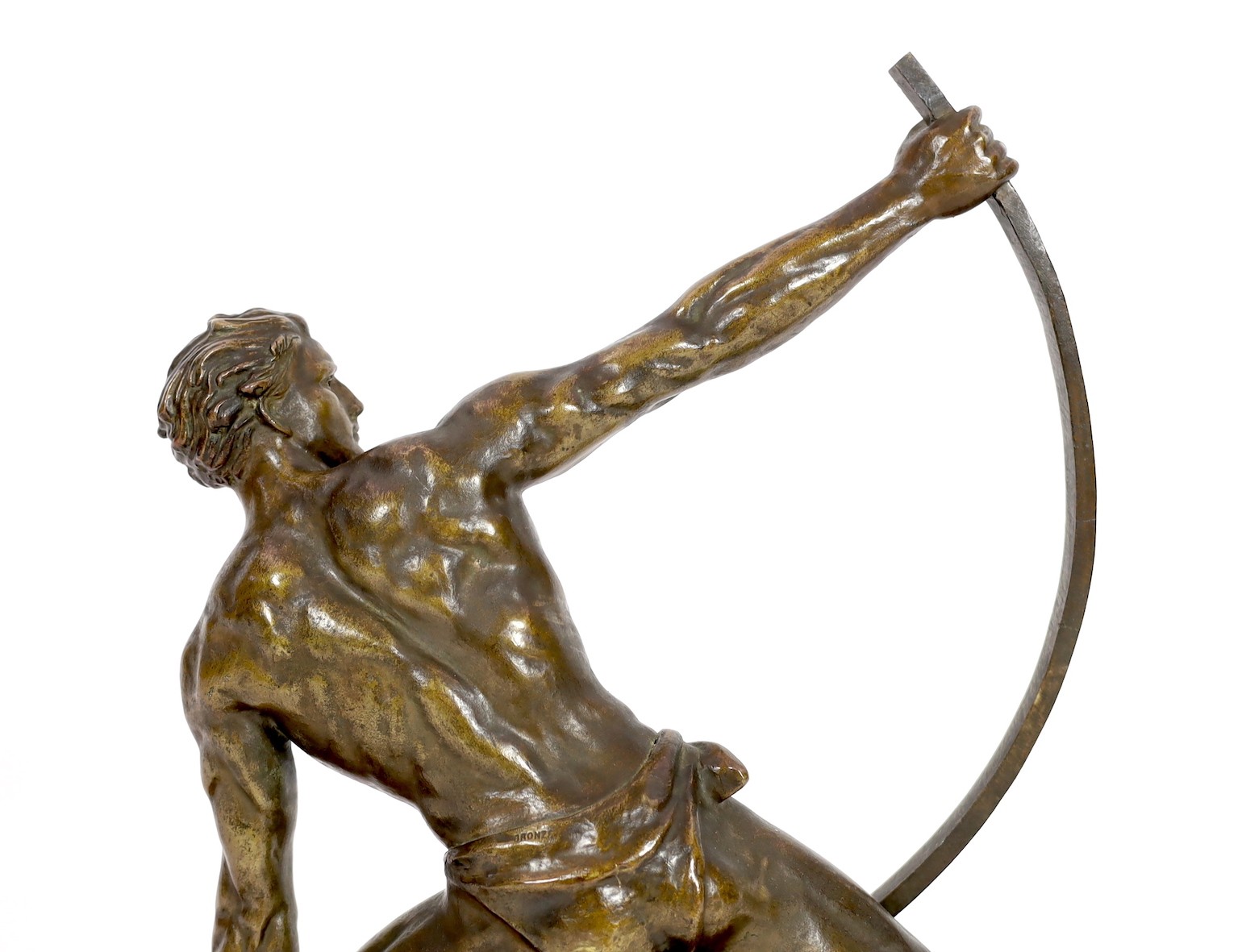 Jean de Roncourt. A French Art Deco bronze 'Le Bendeur', 72cm wide, 55cm high